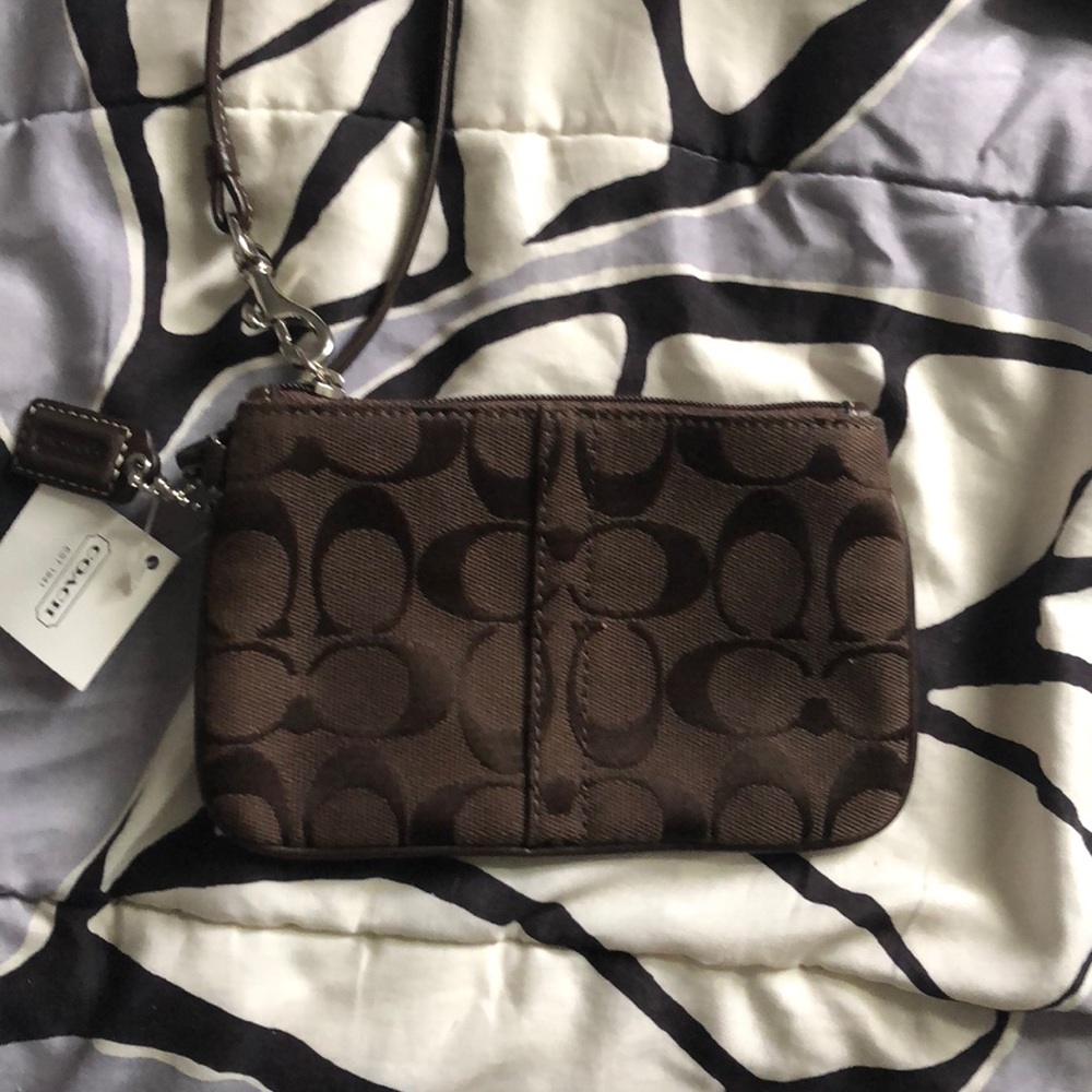 Brown coach wristlet